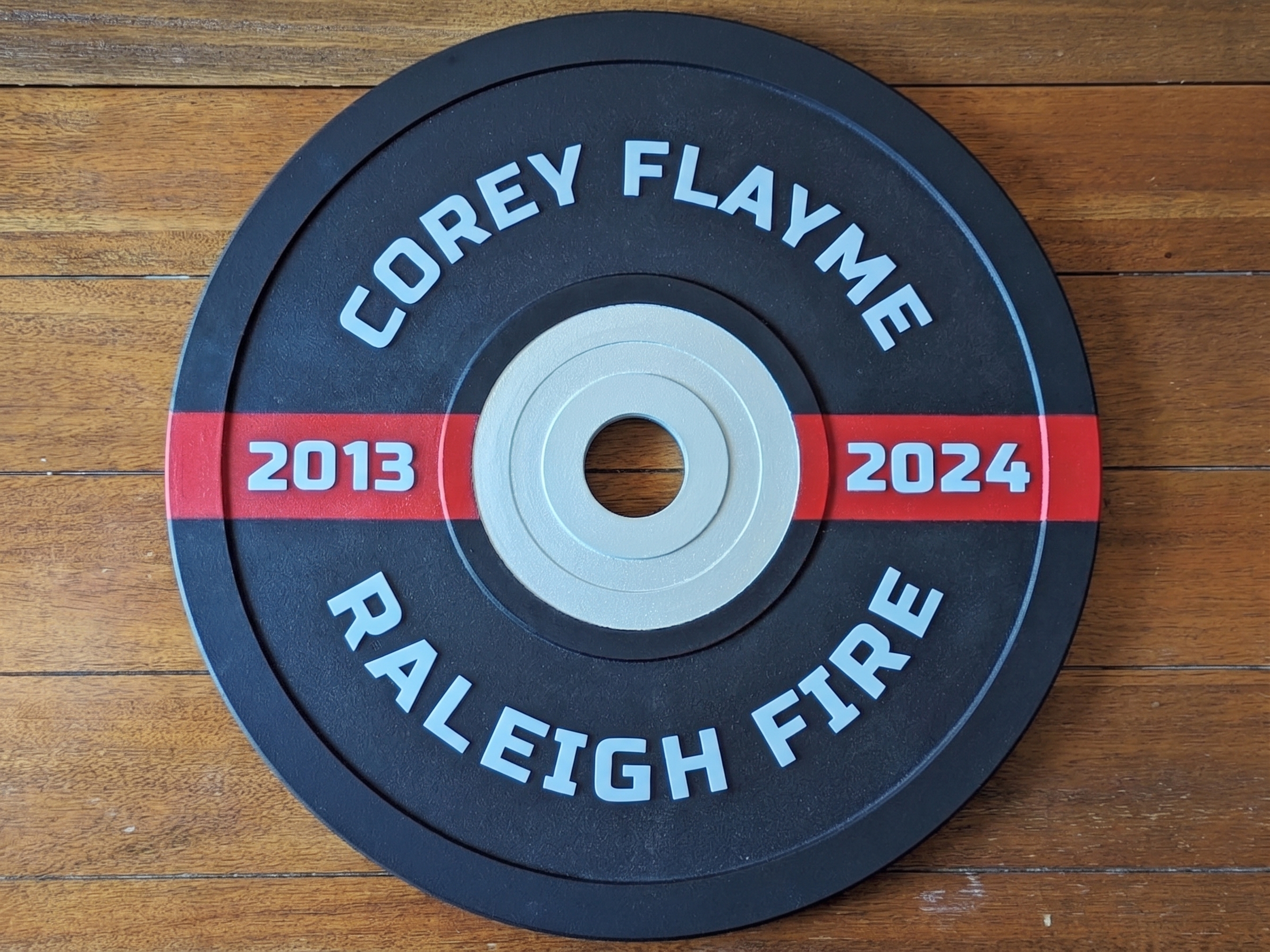 Finished custom bumper plate sign